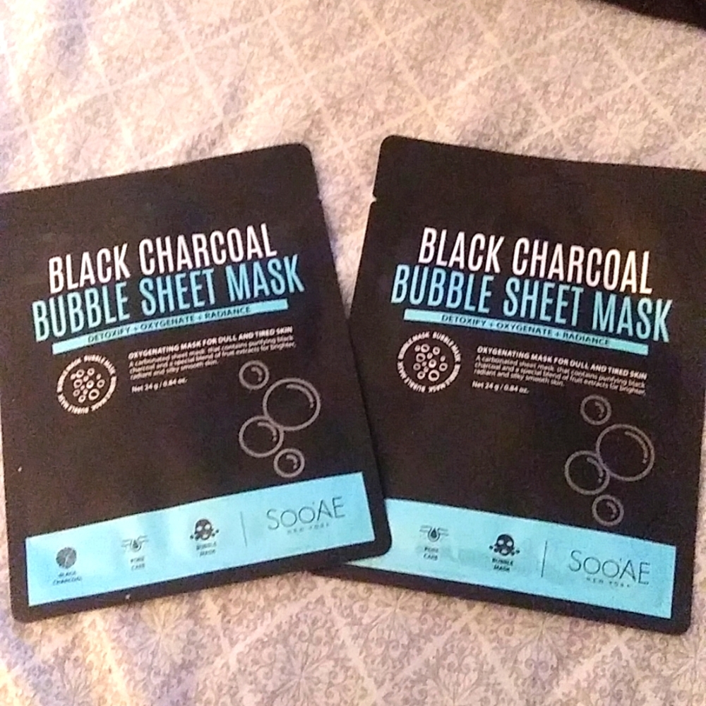 *Soo'AE Black Charcoal Bubble Sheet Mask set of 2